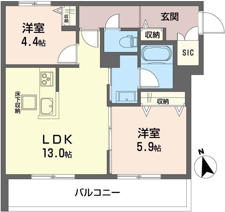 セーフティーコート・グランメールIII(2LDK/2階)の間取り写真