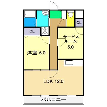 ロイヤル智晴(1SLDK/3階)の間取り写真