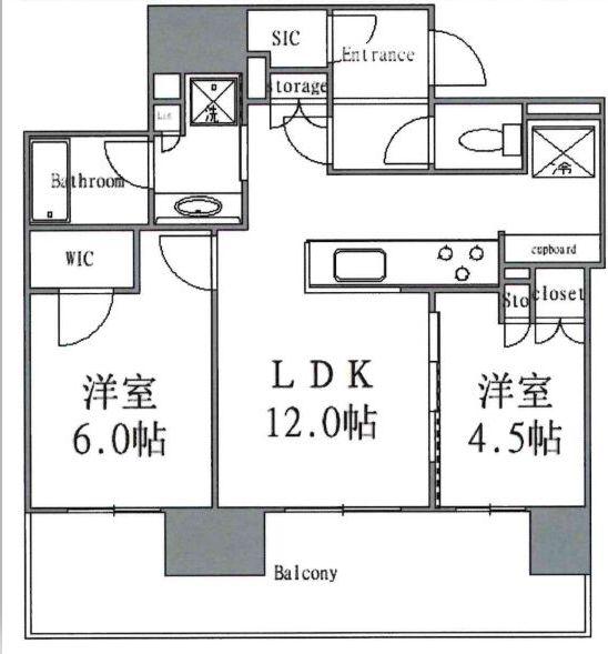 パークホームズ浅草橋(2LDK/8階)の間取り写真