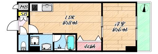 MESSAGE大宮通(1LDK/1階)の間取り写真