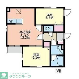 新川レジデンス(2LDK/3階)の間取り写真