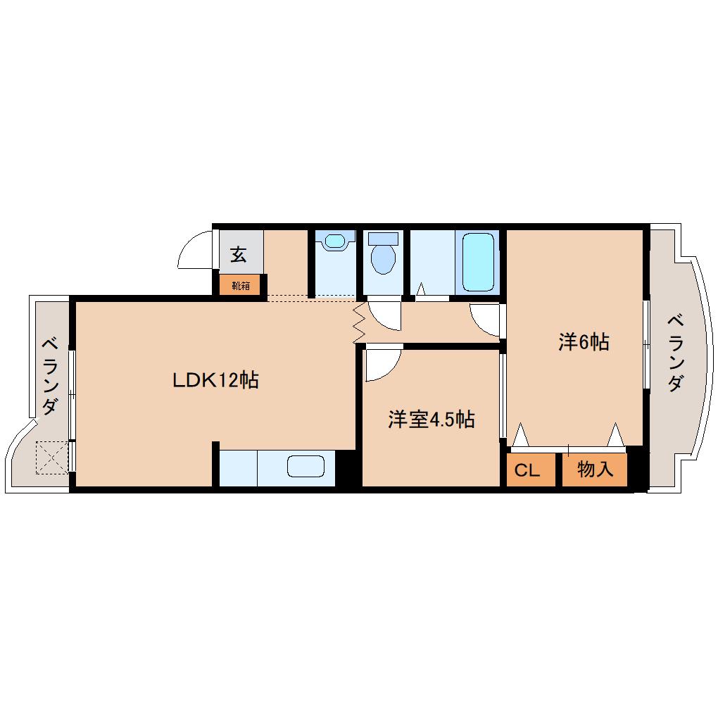 広瀬台第一岡田マンション(2LDK/2階)の間取り写真