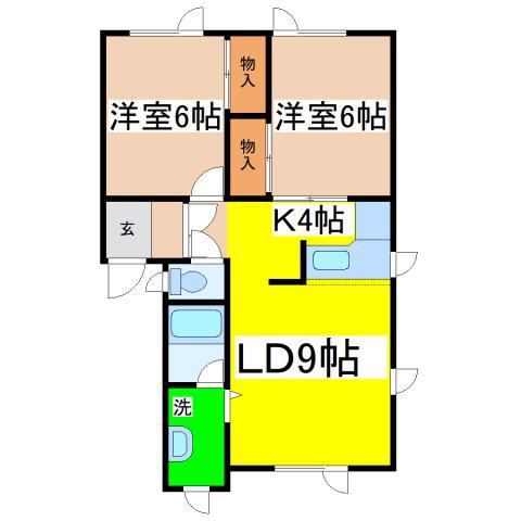 サングレース(2LDK/2階)の間取り写真