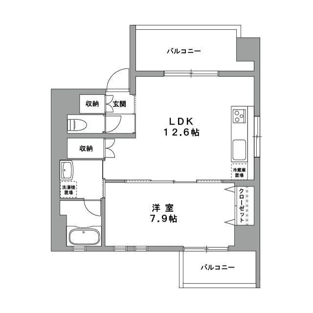 グランデュールII関内(1LDK/7階)の間取り写真