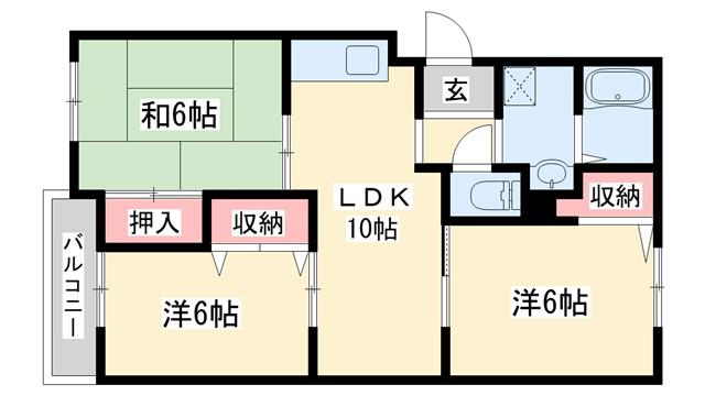 ヴァンベールCASA(3LDK/2階)の間取り写真