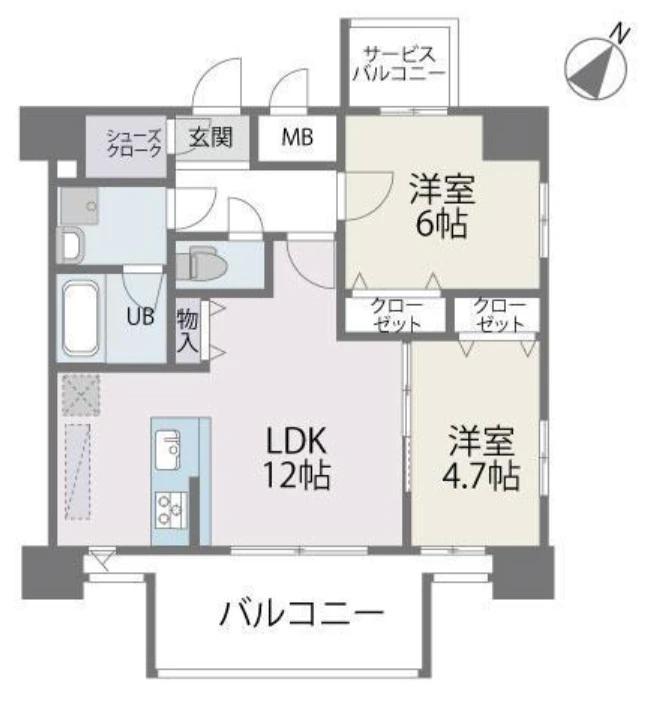 MODERN PALAZZO 博多デュオグランデウエスト(2LDK/10階)の間取り写真