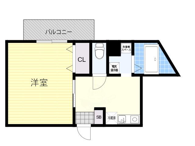 リヴェール天下茶屋(1K/2階)の間取り写真