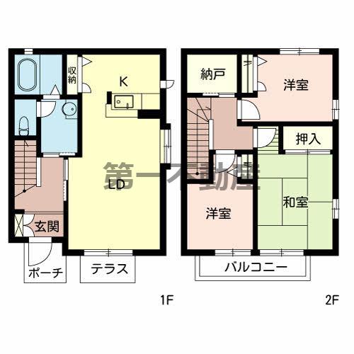 アザレアB(3SLDK/1階)の間取り写真