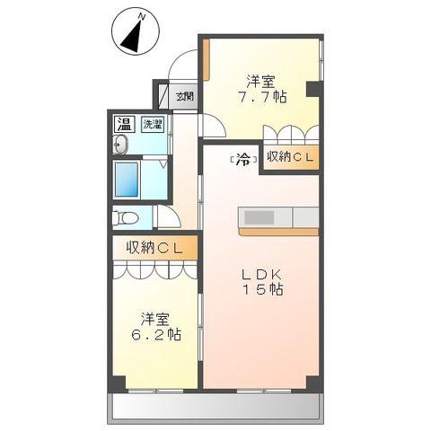 カルキノス(2LDK/3階)の間取り写真