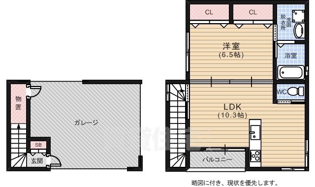 ガーデンズ(1LDK/2階)の間取り写真