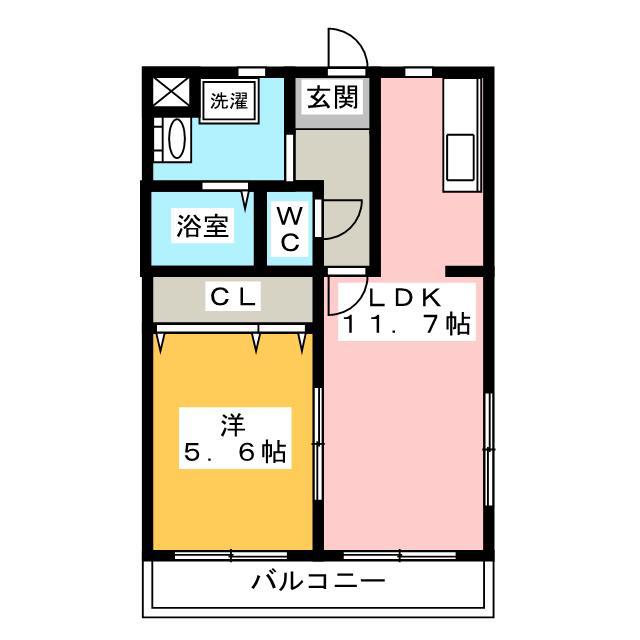 ウイング・イヌイ(1LDK/1階)の間取り写真