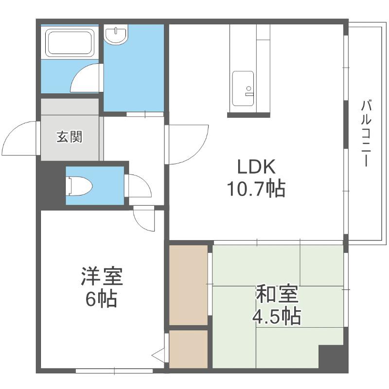 112松井ビル(2LDK/7階)の間取り写真