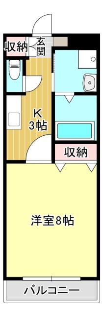 パークスクエア(1K/2階)の間取り写真