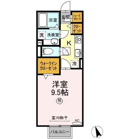 ＪＲ中央本線 多治見駅 徒歩21分 2階建 築8年(1K/1階)の間取り写真
