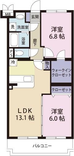 シャルマンII(2LDK/4階)の間取り写真