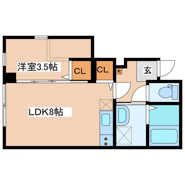 深志3丁目アパート(1LDK/1階)の間取り写真