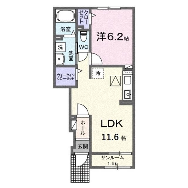 ヴィラ カルディア(1LDK/1階)の間取り写真