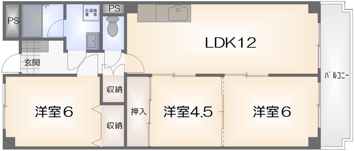 パレス千松(3LDK/3階)の間取り写真