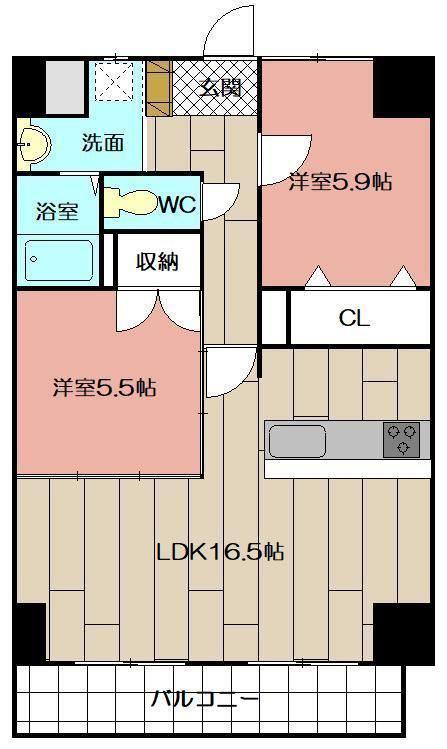 THE SQUARE・SUITE RESIDENCE(2LDK/10階)の間取り写真