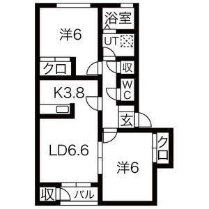 グランデ本館3番館(2LDK/2階)の間取り写真