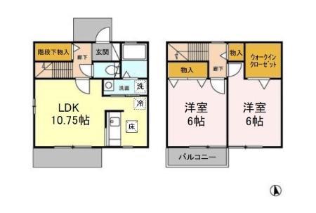 マイファミール幸D(2LDK/1階)の間取り写真