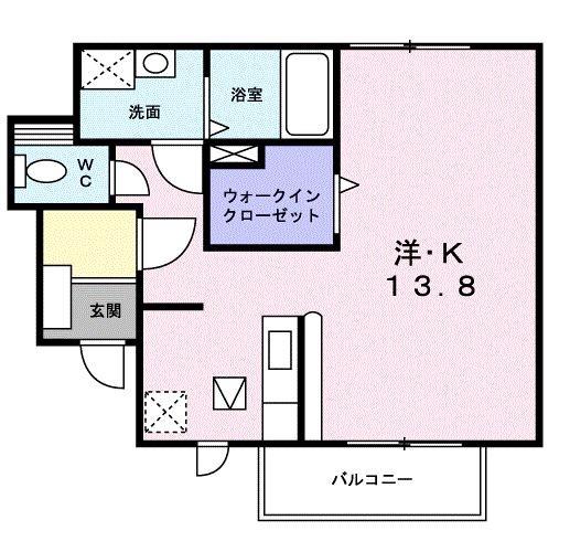 グランデK.A(ワンルーム/1階)の間取り写真