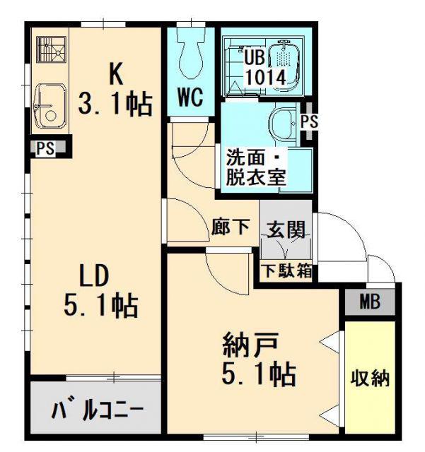 グローバルトラストマンション(1LDK/3階)の間取り写真
