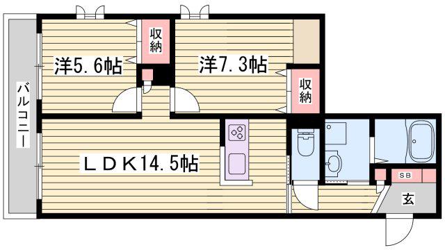 シャーメゾン・ラ・スイートKAMIYA(2LDK/2階)の間取り写真