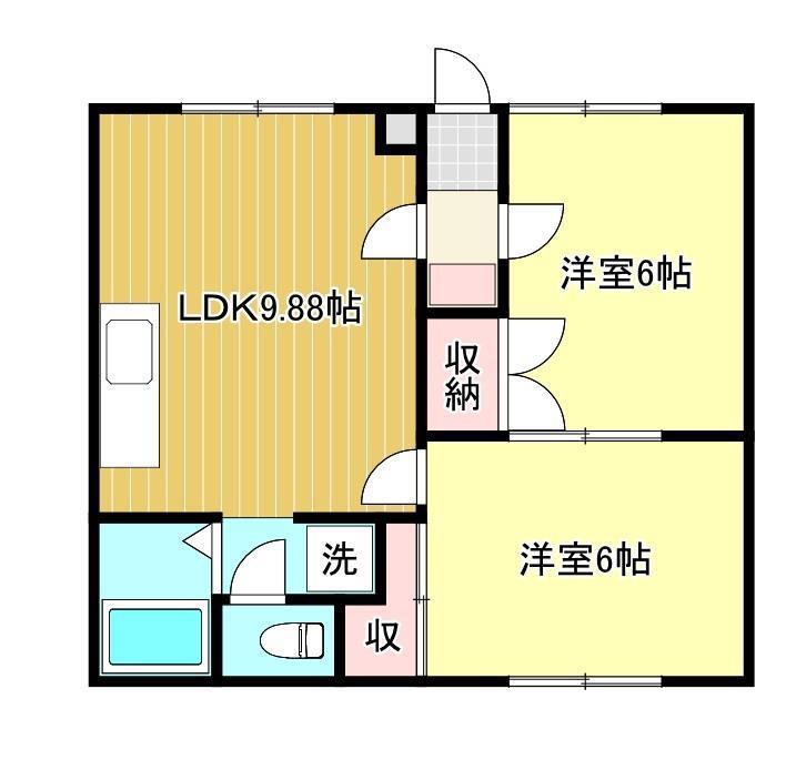 GLORY貝塚(2DK/2階)の間取り写真