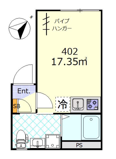H.Aスカイ(ワンルーム/4階)の間取り写真