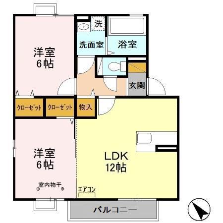ボナール(2LDK/2階)の間取り写真