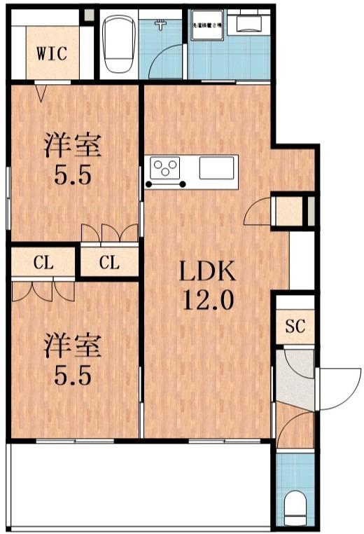 MAISON SANBI(2LDK/1階)の間取り写真