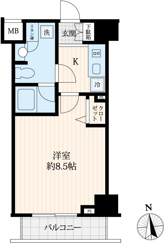 LOG御徒町(1K/3階)の間取り写真