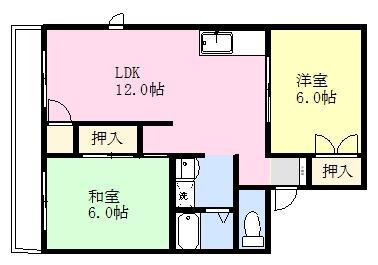 シャルム飛鳥A(2LDK/1階)の間取り写真