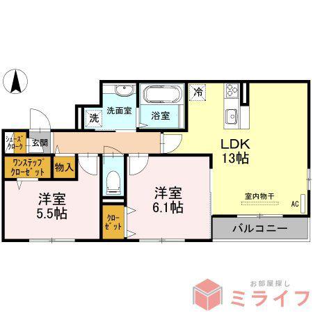 スリーズM(2LDK/2階)の間取り写真