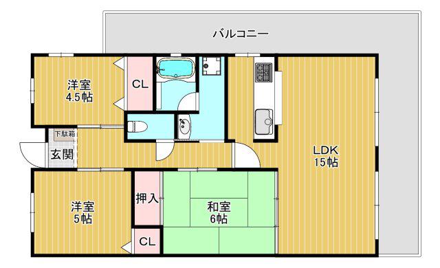 アビタ山本放出西(3LDK/2階)の間取り写真