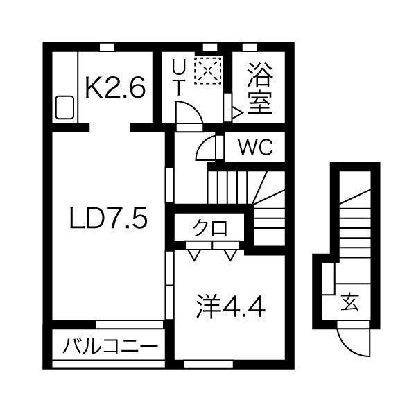 メゾンシャルマンK(1LDK/2階)の間取り写真