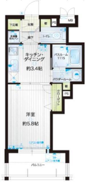 アクタス薬院アネックスⅡ(1K/5階)の間取り写真