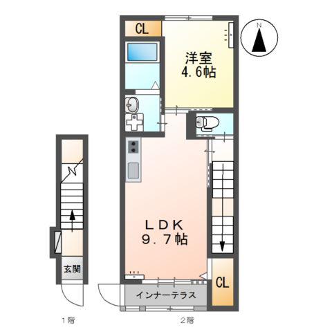 サンフィット(1LDK/2階)の間取り写真