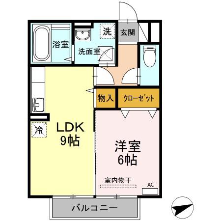 ステラ B棟(1LDK/2階)の間取り写真