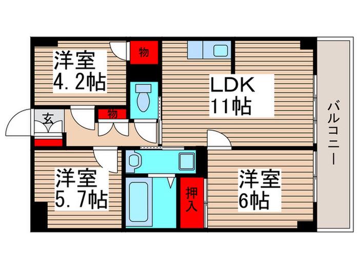 グランピニエール松戸(3LDK/4階)の間取り写真
