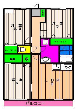 マンションワイズIII(3DK/1階)の間取り写真
