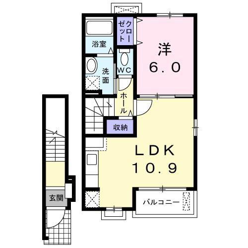 ハイミーアサマ(1LDK/2階)の間取り写真