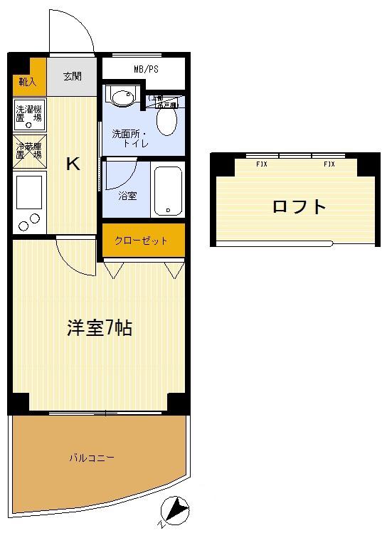 国分寺ステップスガーデン(1K/10階)の間取り写真
