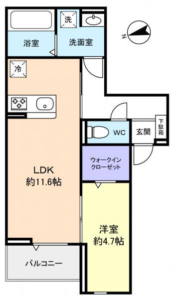 D-SOLACE津田沼II(1LDK/3階)の間取り写真