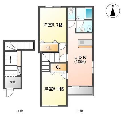ウイング コート(2LDK/2階)の間取り写真