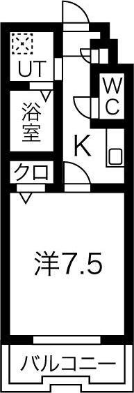エスポワール亀島(1K/3階)の間取り写真
