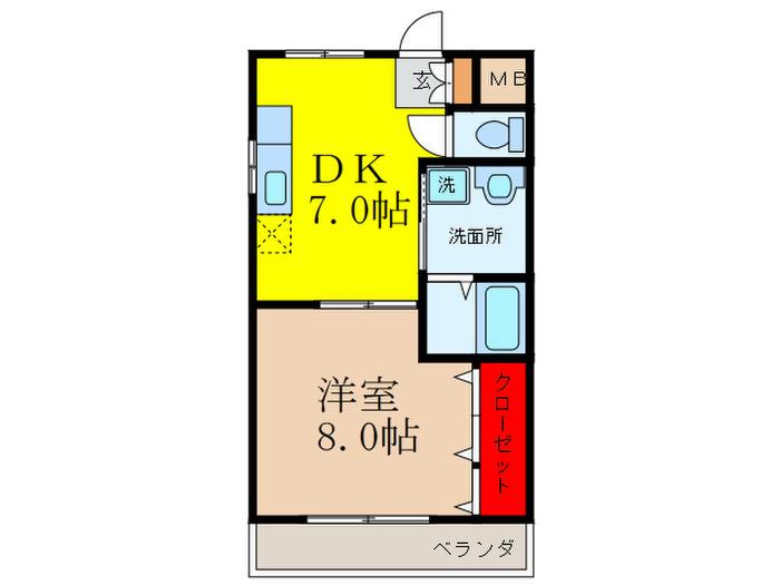 メゾンE・I(1DK/3階)の間取り写真