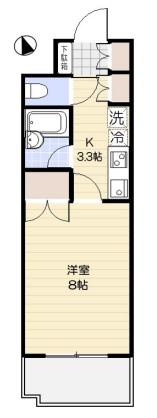 PLATZ中井(1K/2階)の間取り写真
