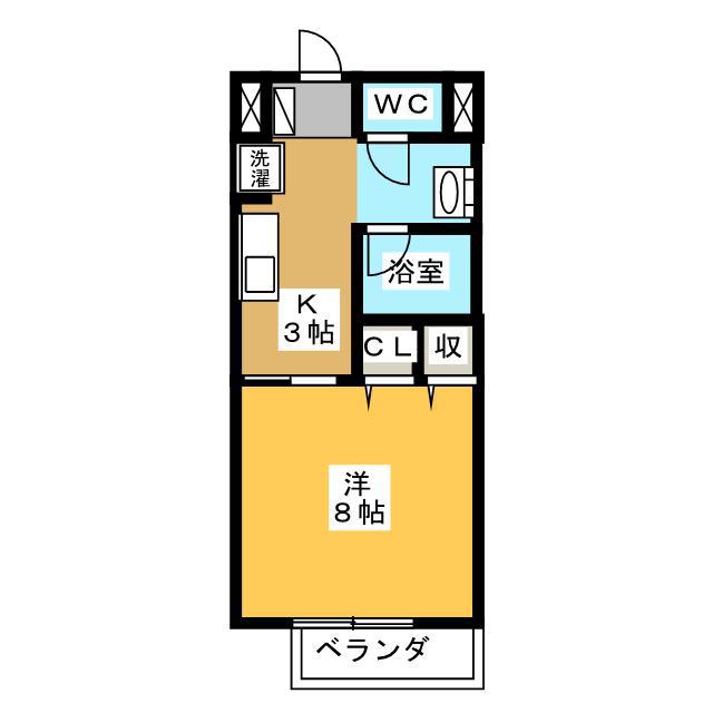 SUNSET NISHIZAWA(1K/2階)の間取り写真